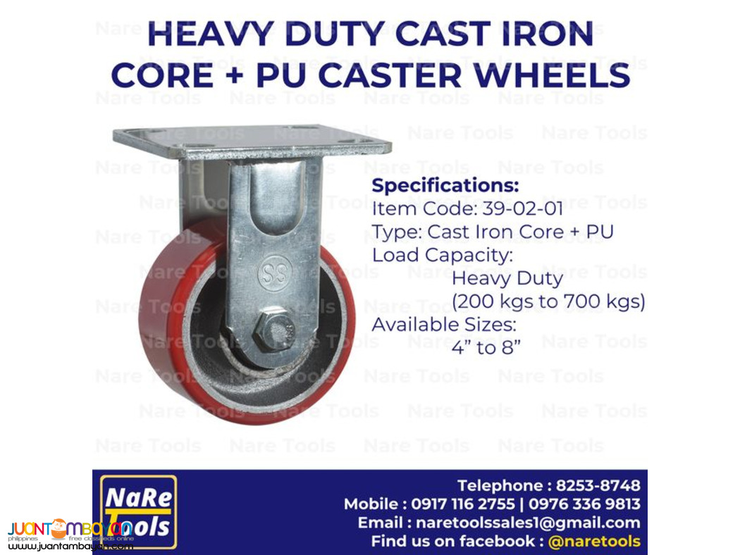 Heavy Duty Cast Iron Core + PU Caster Wheels -39-02-01