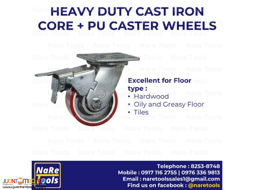 Heavy Duty Cast Iron Core + PU Caster Wheels -39-02-01