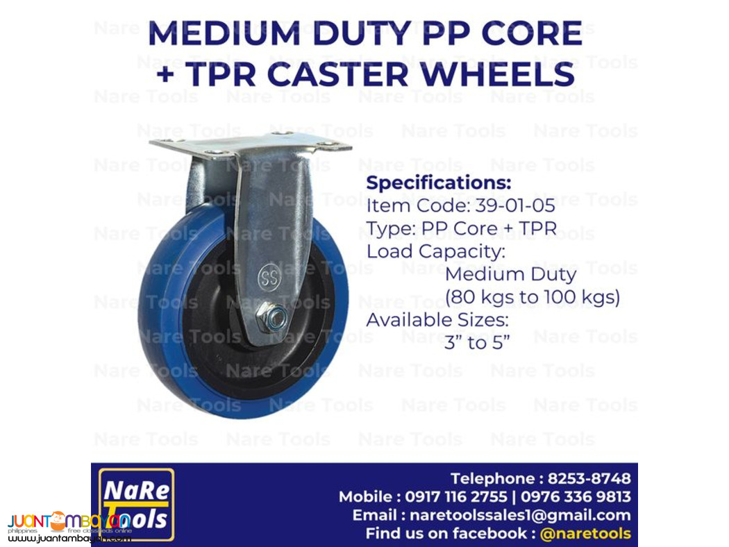 Medium Duty PP Core + TPR Caster Wheels - 39-01-05