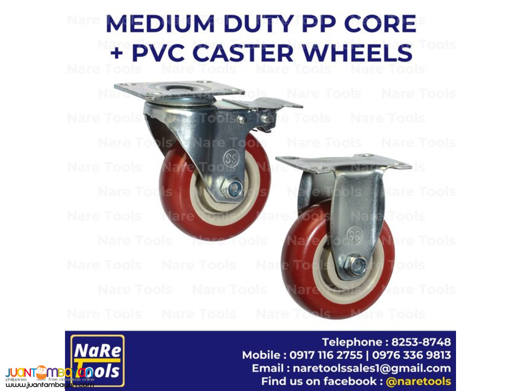 Medium Duty PP Core + PVC Caster Wheels (RED)