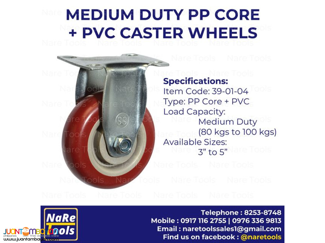Medium Duty PP Core + PVC Caster Wheels (RED)