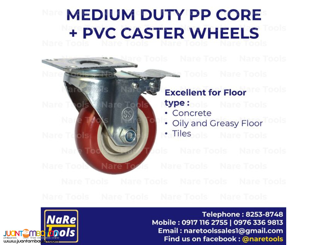 Medium Duty PP Core + PVC Caster Wheels (RED)