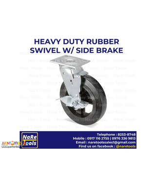 Heavy Duty Rubber Caster - Swivel w/ side brake 4