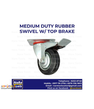 Medium Duty Rubber Swivel w/ Top Brake Caster - 4