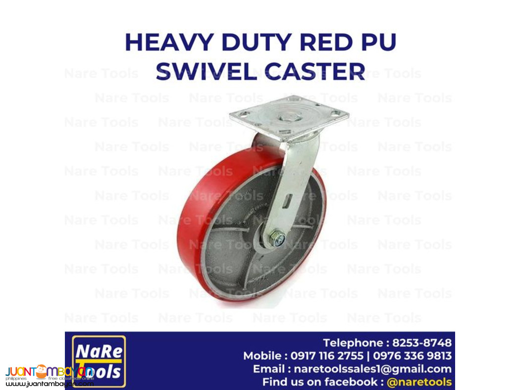 Heavy Duty Red PU Swivel Caster - 4
