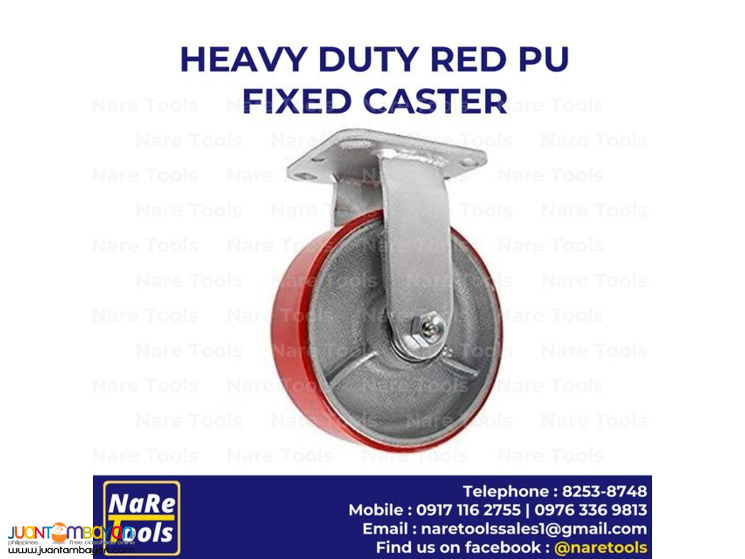 Heavy Duty Red PU Caster Fixed - 4
