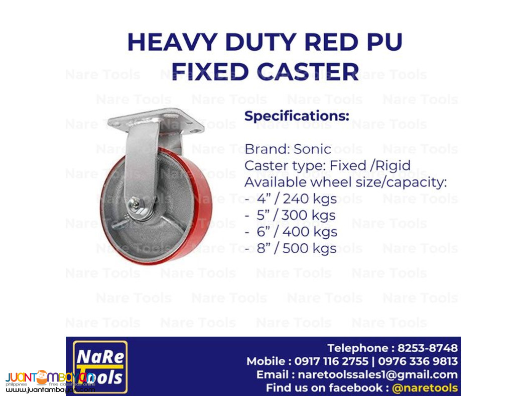 Heavy Duty Red PU Caster Fixed - 4