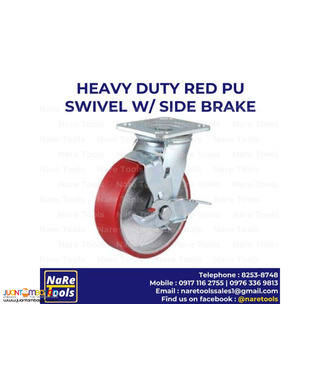 Heavy Duty Red PU Caster Swivel w/ brake - 4