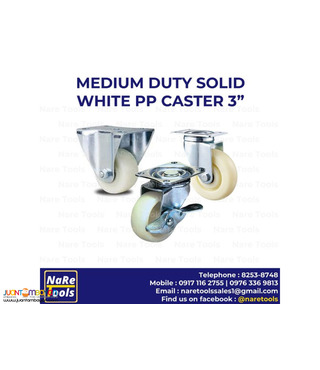 Medium Duty Solid White PP Caster 3