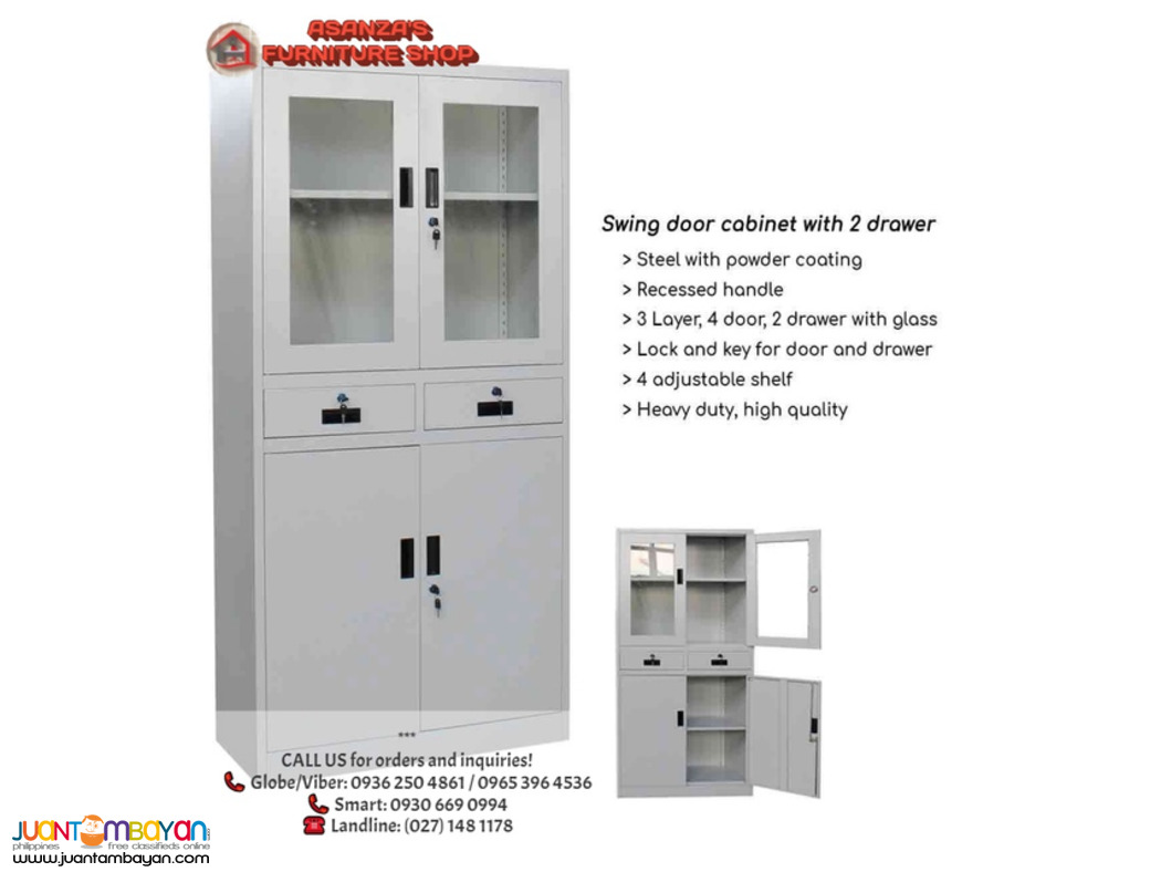 SWING DOOR CABINET WITH 2 DRAWER | FACTORY PRICE