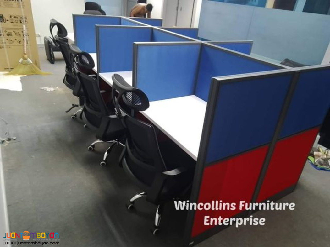 Workstation Cubicle Office partition office table and chairs D