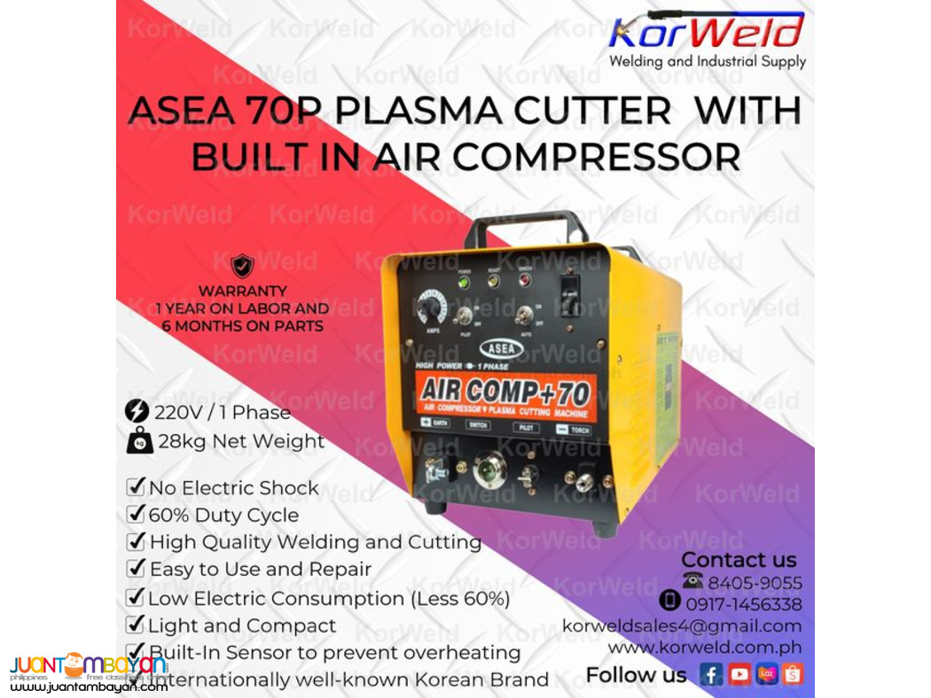 ASEA Plasma Cutter 70P with Built in Air Compressor