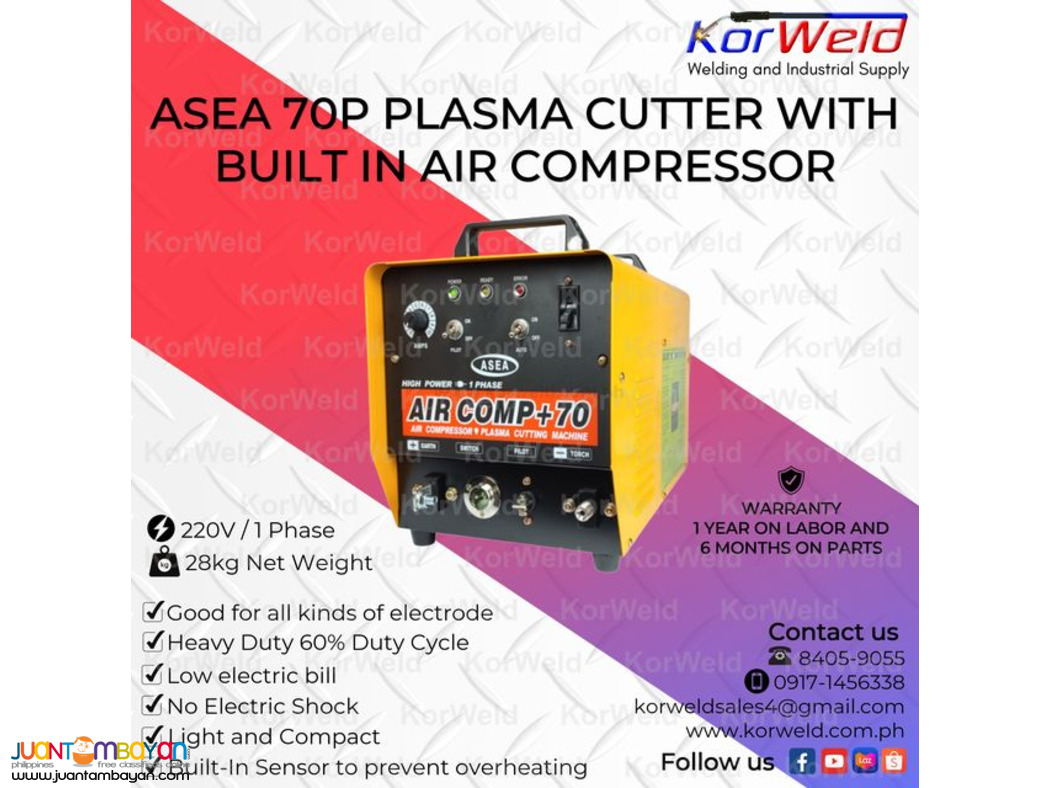 ASEA Plasma Cutter 70P with Built in Air Compressor