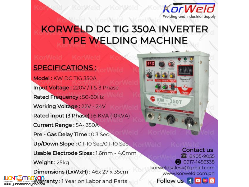 Korweld TIG 350A DC Inverter Type Welding Machine