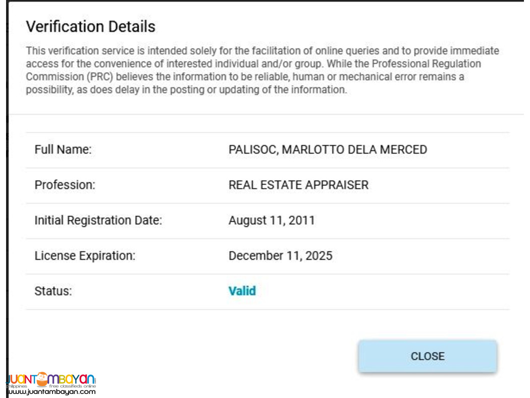 REAL ESTATE APPRAISAL SERVICES