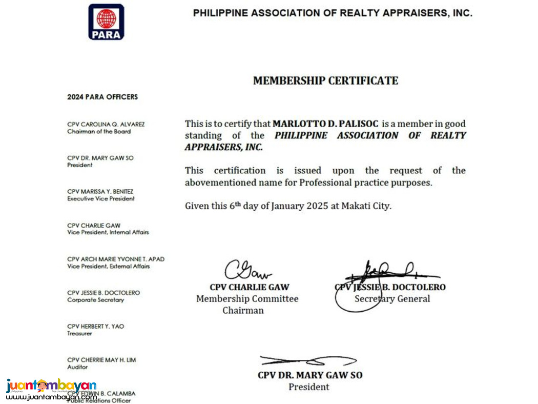 REAL ESTATE APPRAISAL SERVICES