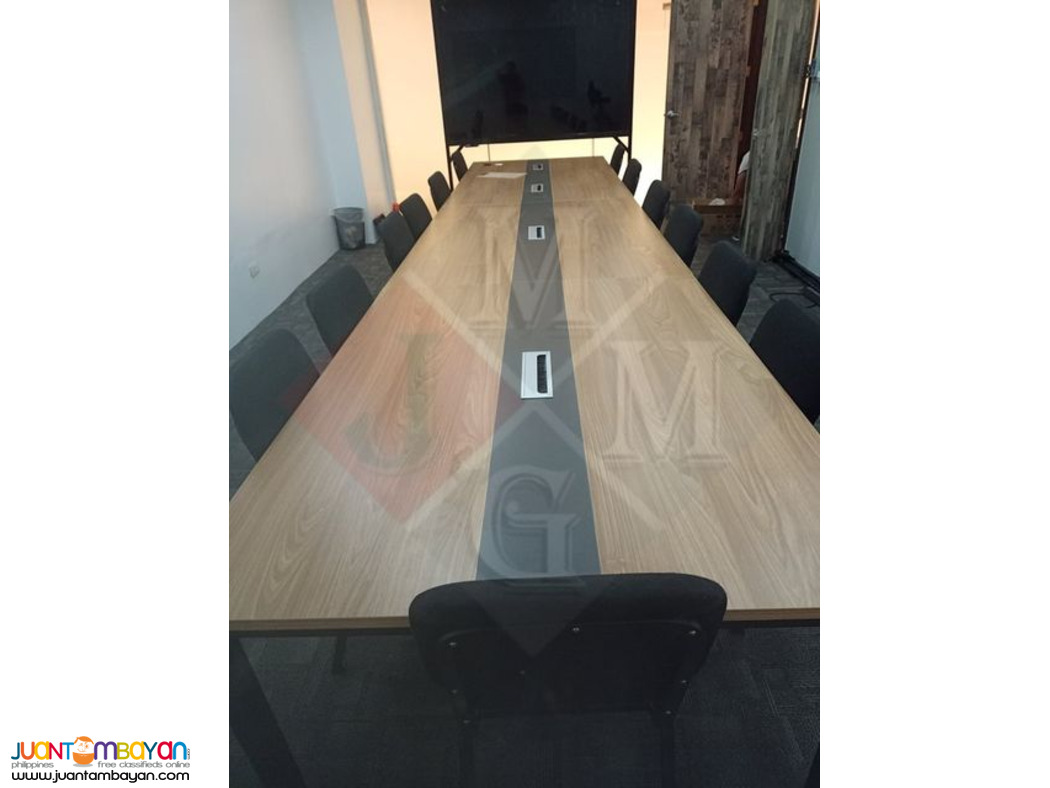 conference table with wire management