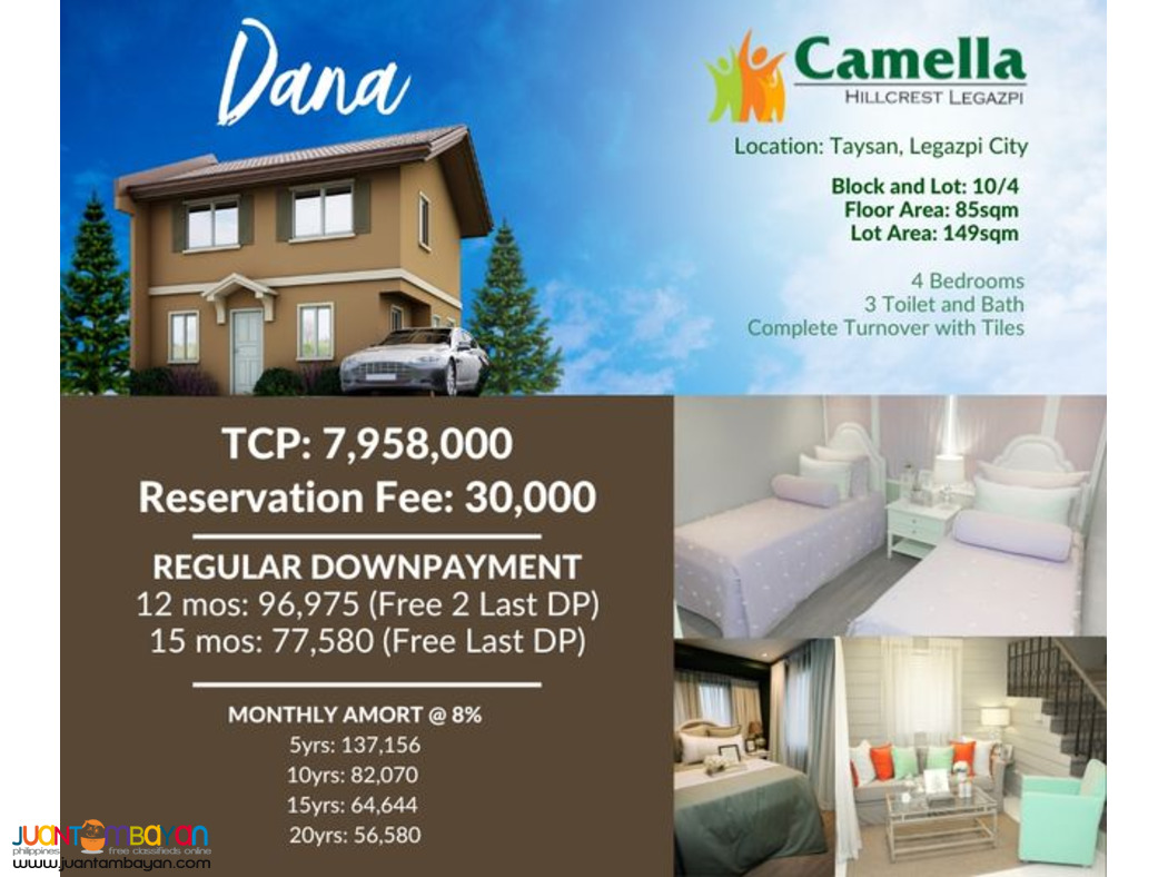 HOUSE AND LOT FOR SALE DANA (CAMELLA HILLCREST LEGAZPI)