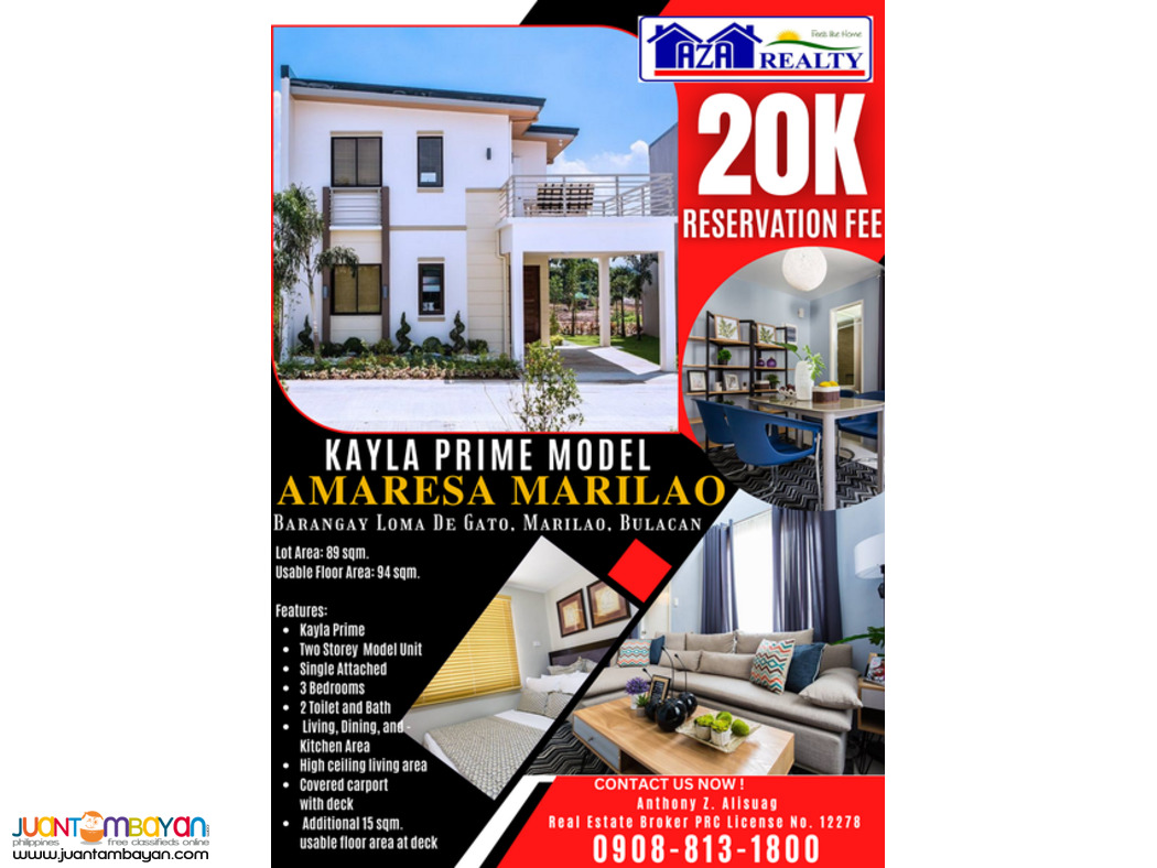 Amaresa Marilao Single Attached House And Lot For Sale in Bulacan