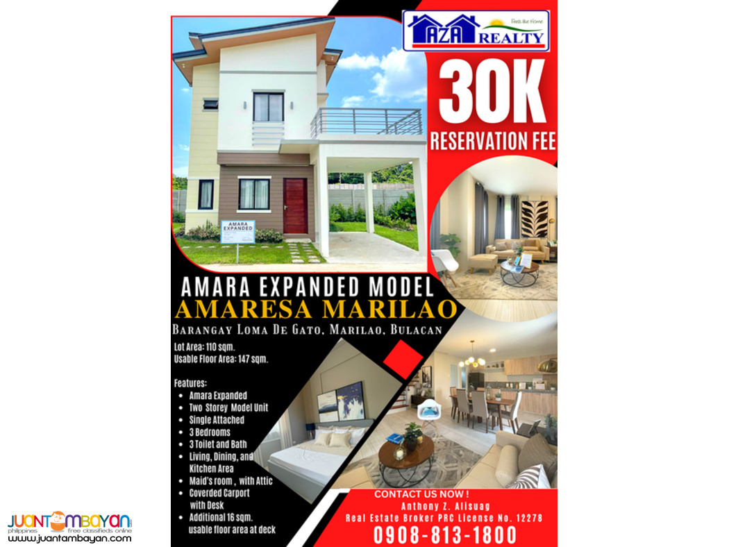 Amaresa Marilao Single Attached House And Lot For Sale in Bulacan