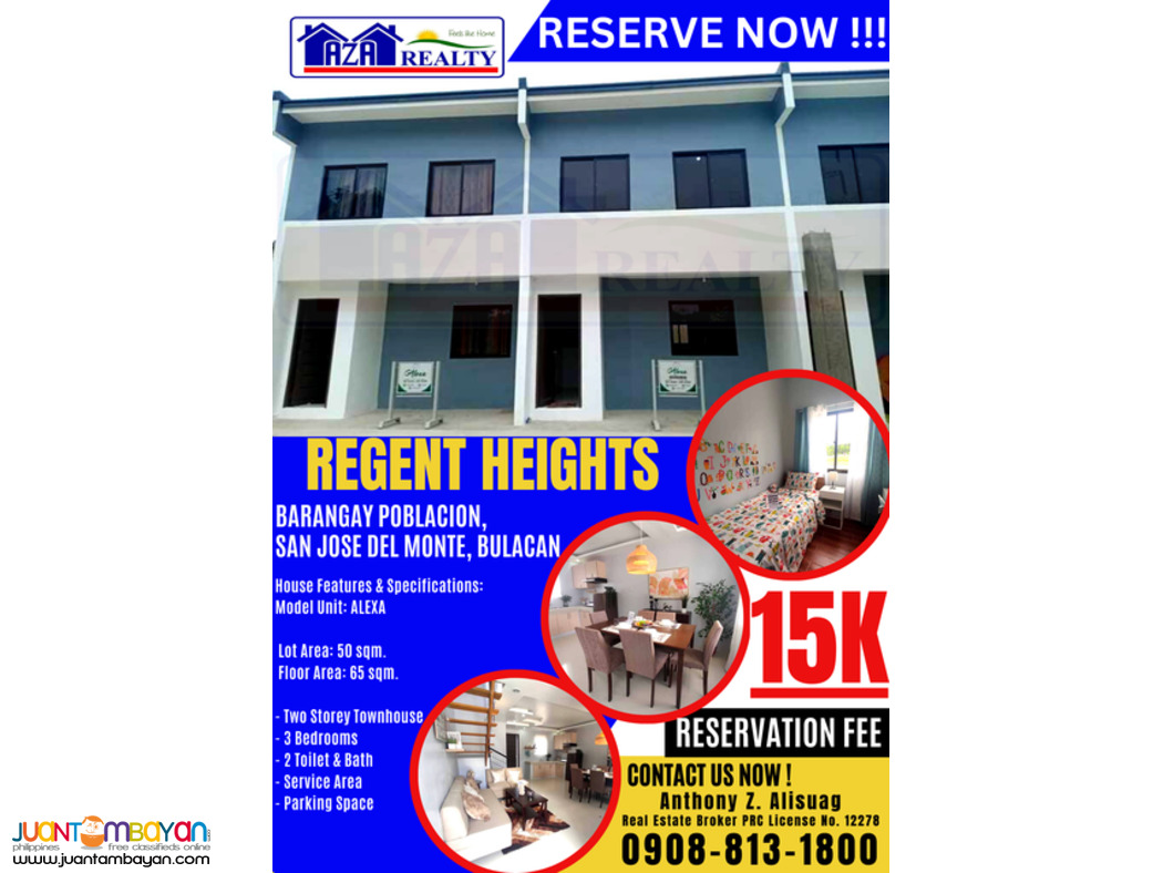 Regent Heights 3BR Townhouse House And Lot San Jose Del Monte Bulacan