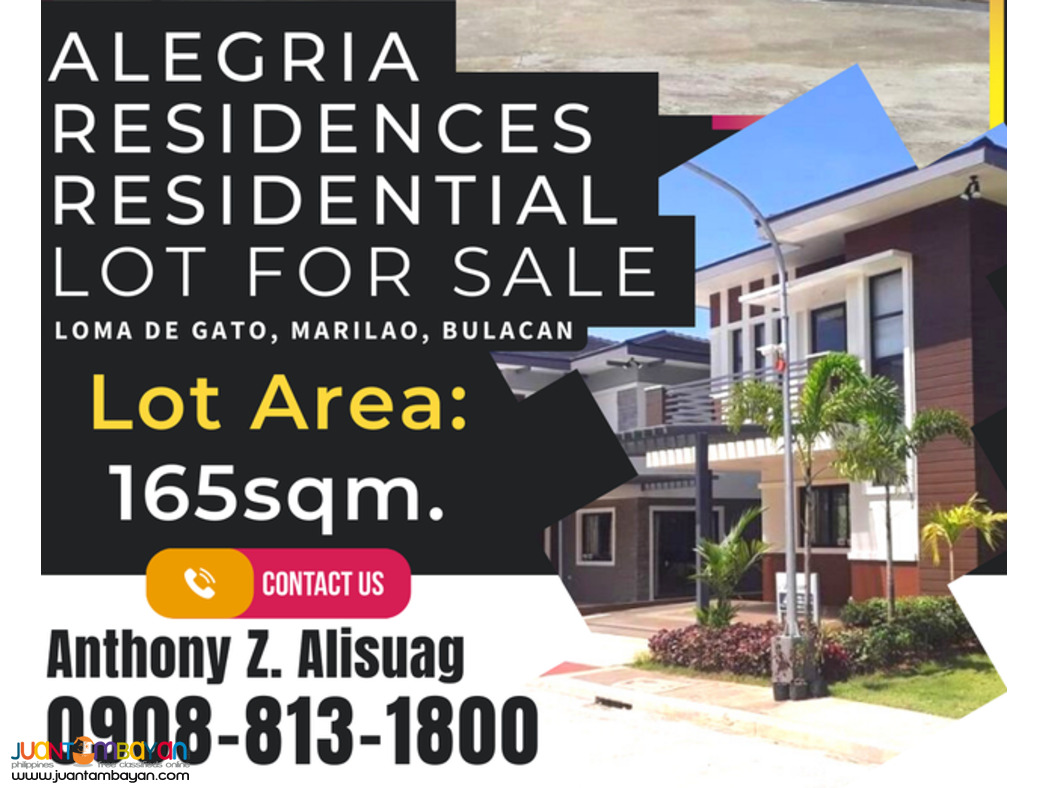 Residential lot For Sale 165sqm. Alegria Residences Bulacan