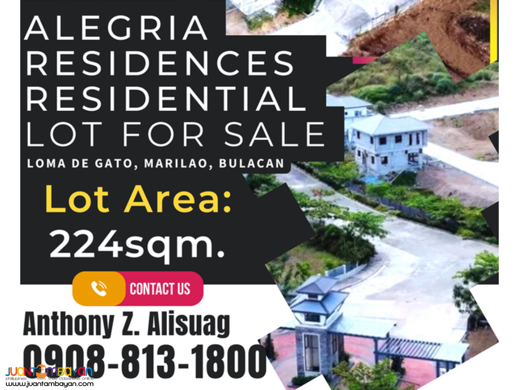 Alegria Residences Lot Only 224sqm. in Marilao Bulacan