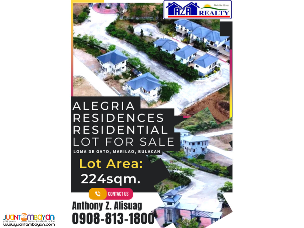 Alegria Residences Lot Only 224sqm. in Marilao Bulacan