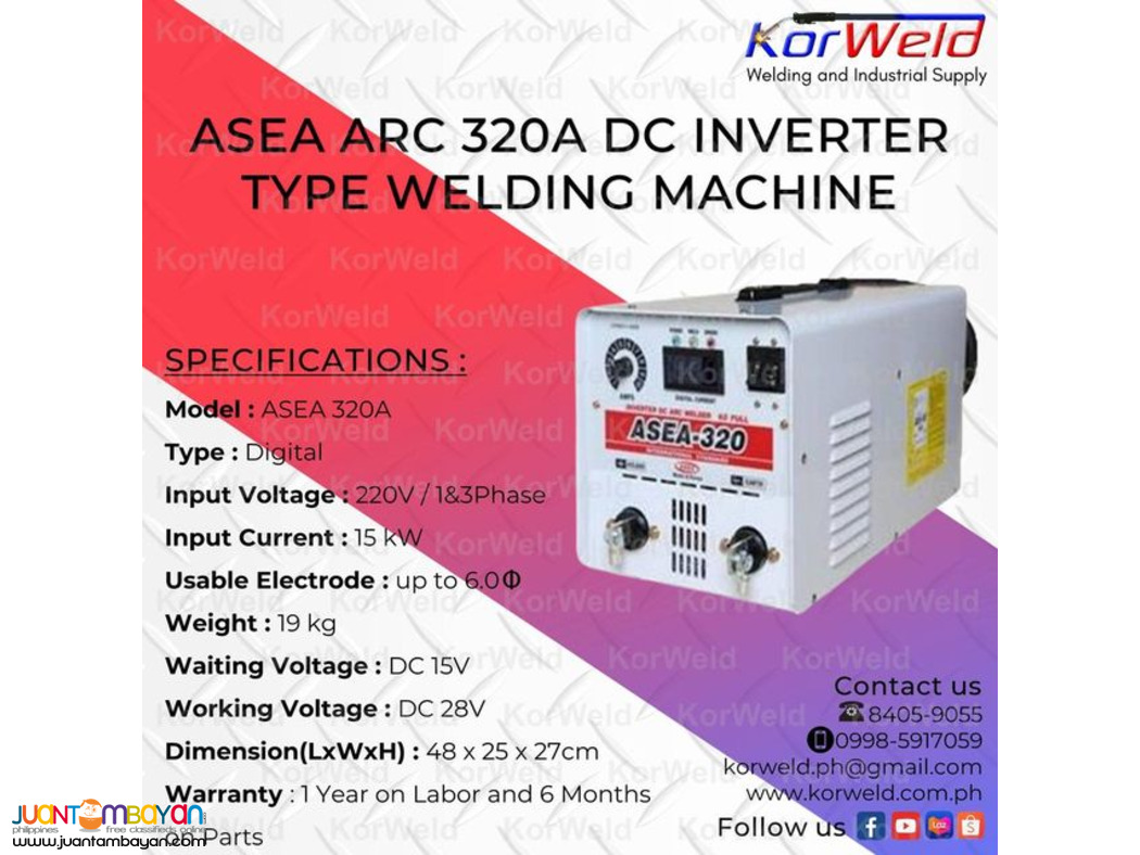 ASEA ARC 320A DC INVERTER TYPE WELDING MACHINE