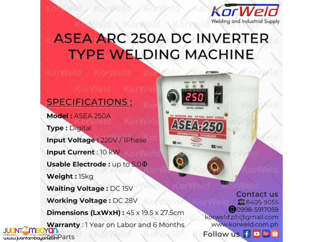 ASEA ARC 250A DC INVERTER TYPE WELDING MACHINE