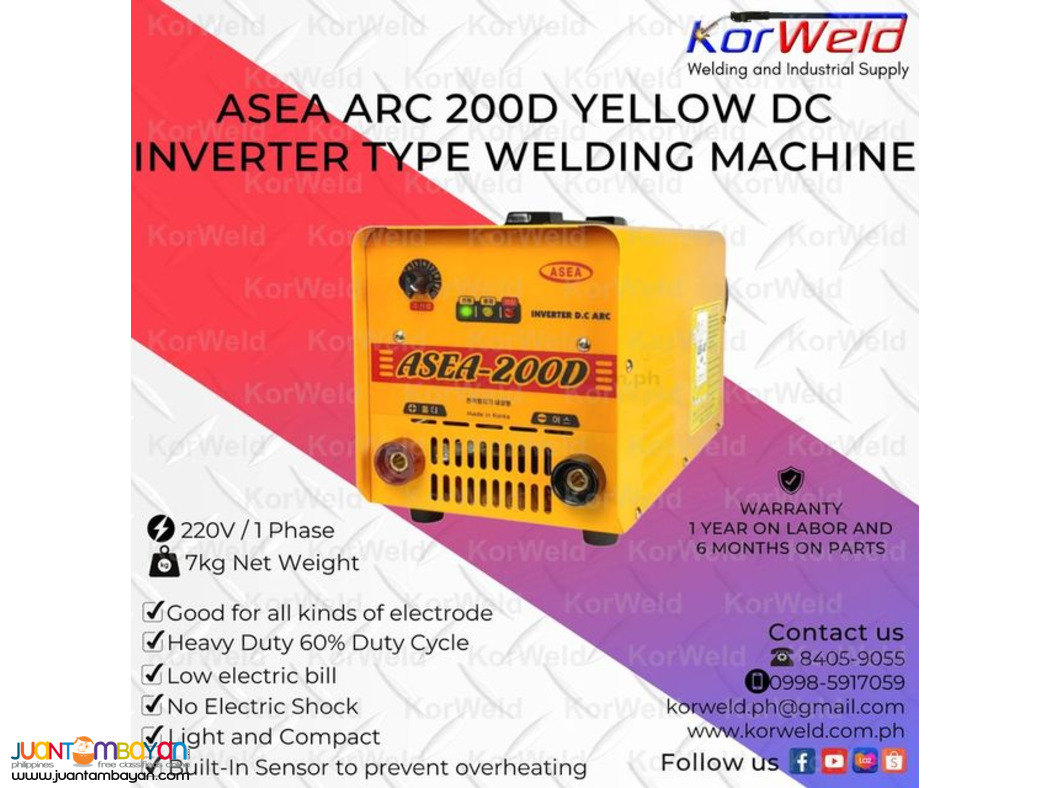 ASEA ARC 200D YELLOW DC INVERTER TYPE WELDING MACHINE