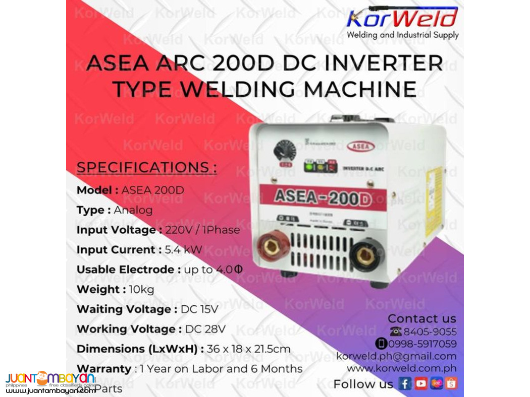 ASEA ARC 200D DC INVERTER TYPE WELDING MACHINE