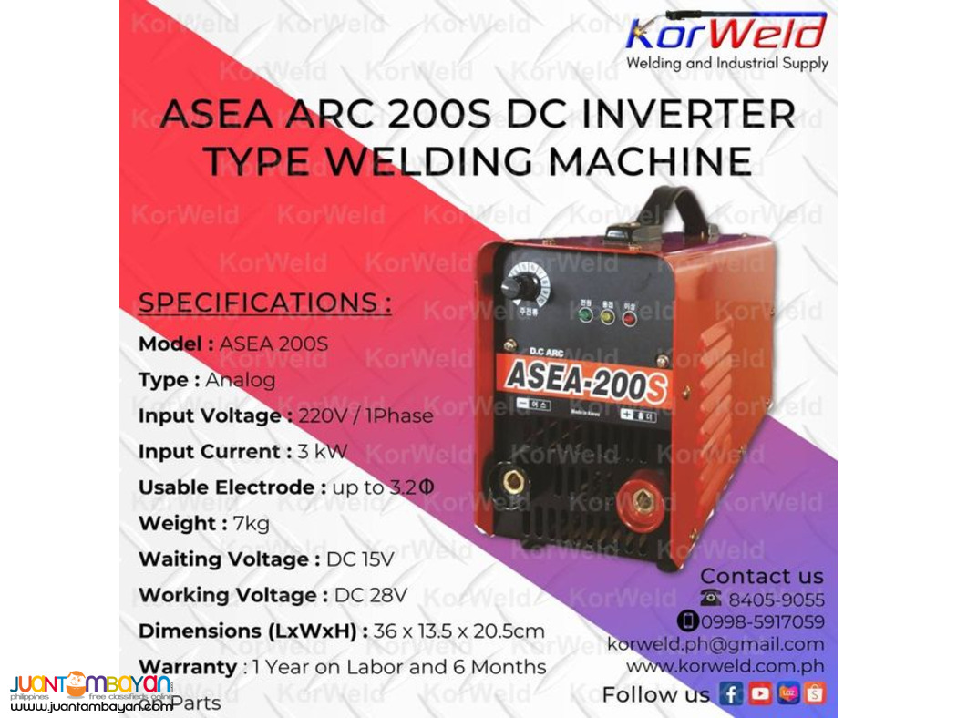 ASEA ARC 200S DC INVERTER TYPE WELDING MACHINE