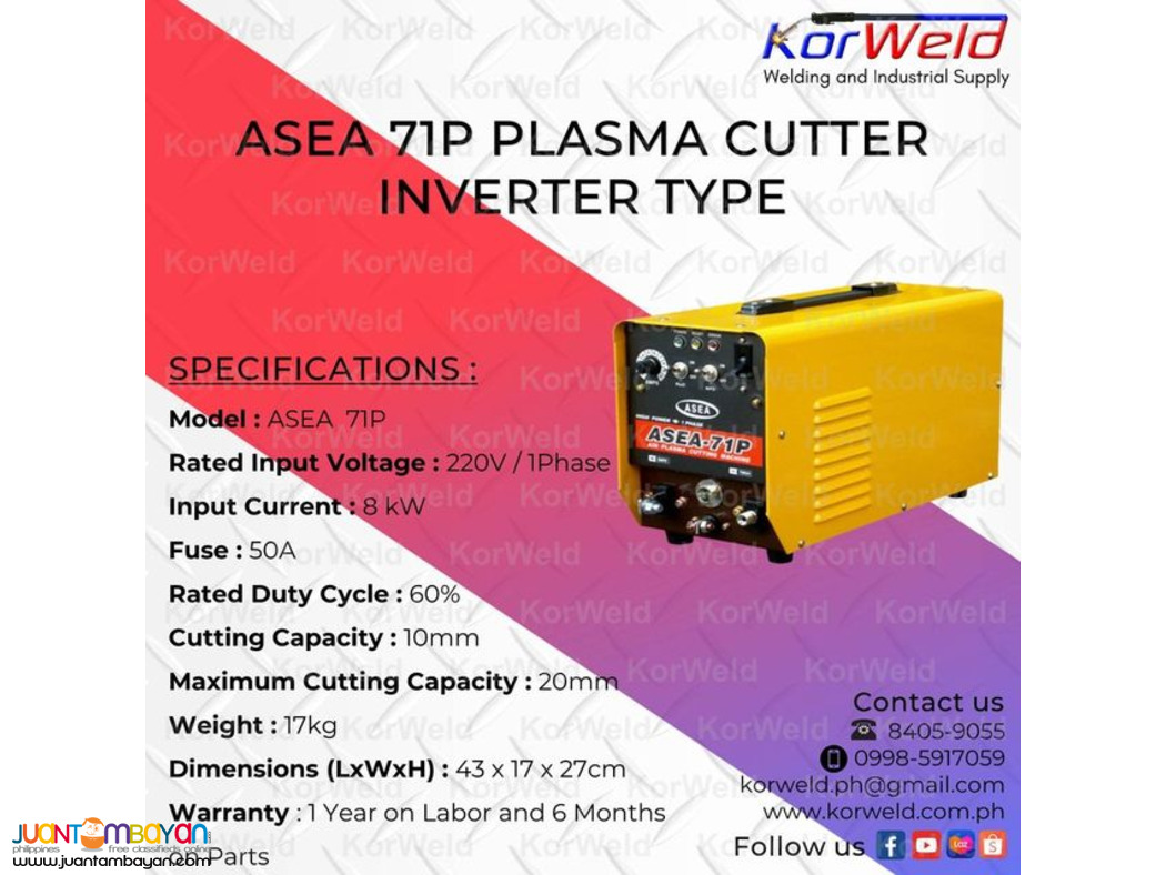ASEA 71P PLASMA CUTTER INVERTER TYPE