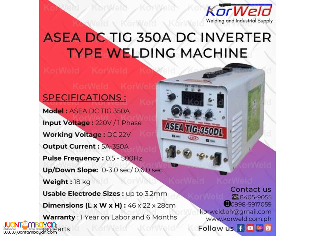 ASEA DC TIG 350A INVERTER TYPE WELDING MACHINE
