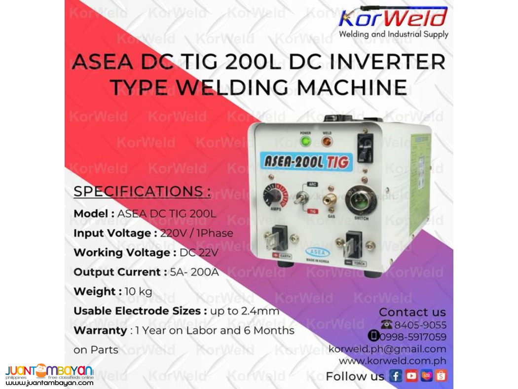 ASEA DC TIG 200L INVERTER TYPE WELDING MACHINE