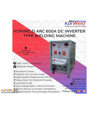 KORWELD ARC 600A DC INVERTER TYPE WELDING MACHINE