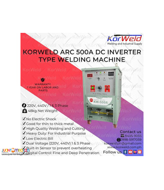 KORWELD ARC 500A DC INVERTER TYPE WELDING MACHINE