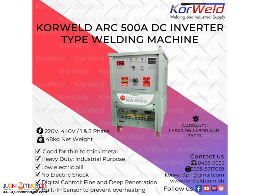 KORWELD ARC 500A DC INVERTER TYPE WELDING MACHINE