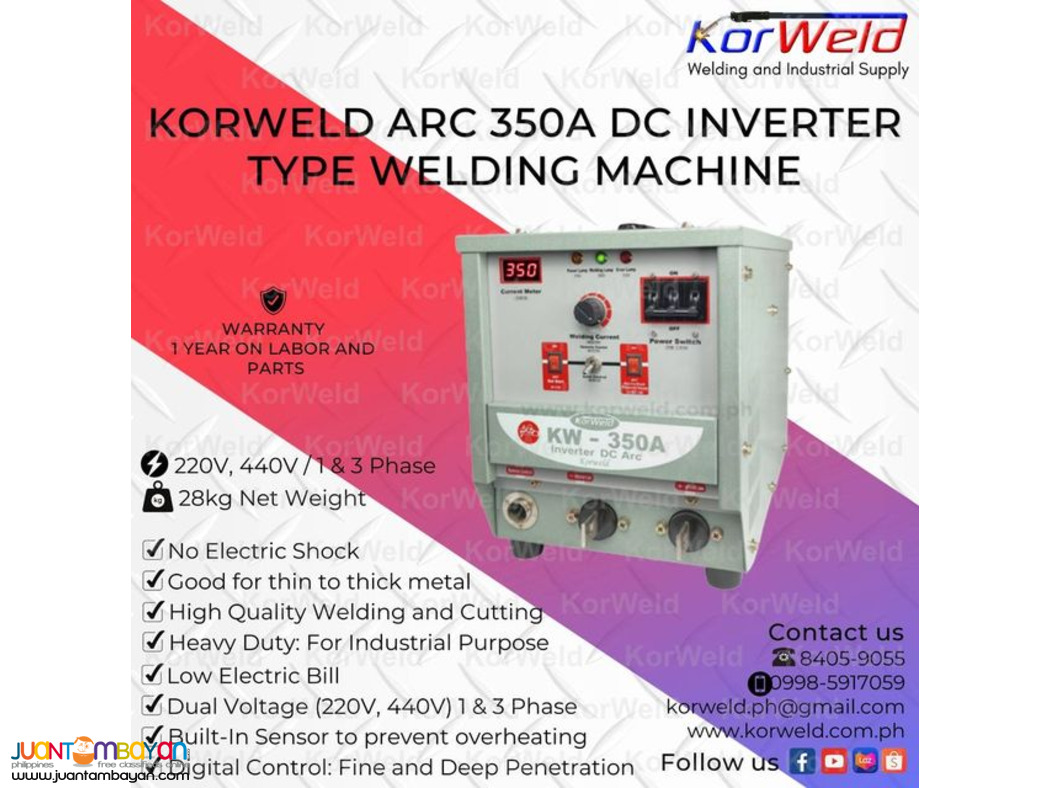 KORWELD ARC 350A DC INVERTER TYPE WELDING MACHINE
