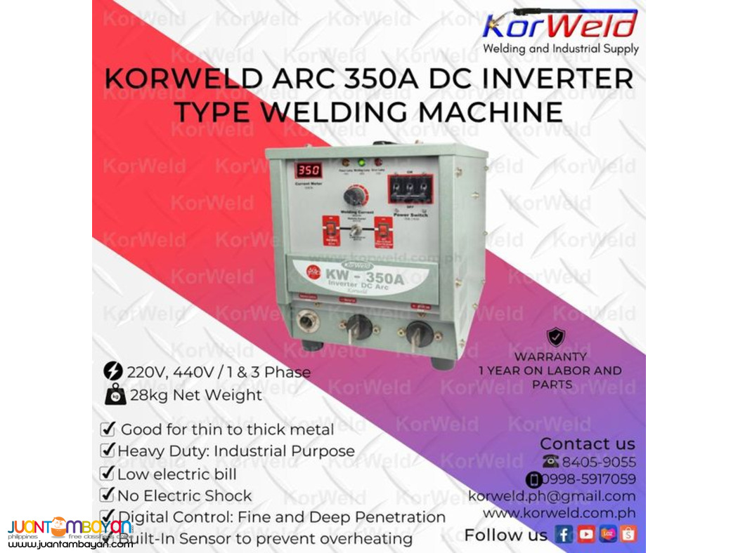 KORWELD ARC 350A DC INVERTER TYPE WELDING MACHINE