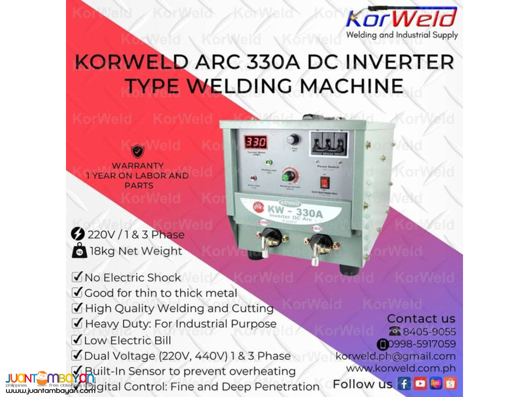 KORWELD ARC 330A DC INVERTER TYPE WELDING MACHINE