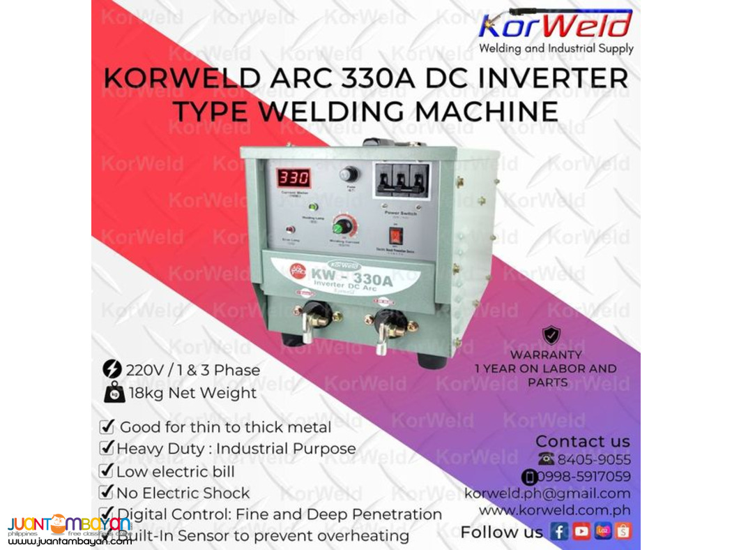KORWELD ARC 330A DC INVERTER TYPE WELDING MACHINE