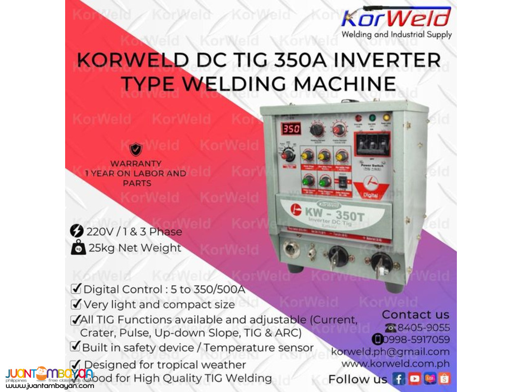 KORWELD DC TIG 350A INVERTER TYPE WELDING MACHINE