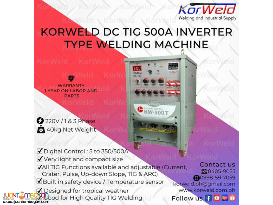 KORWELD DC TIG 500A INVERTER TYPE WELDING MACHINE
