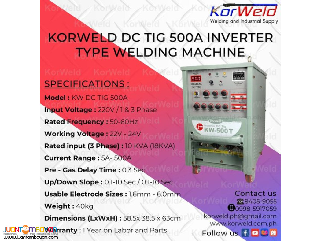 KORWELD DC TIG 500A INVERTER TYPE WELDING MACHINE