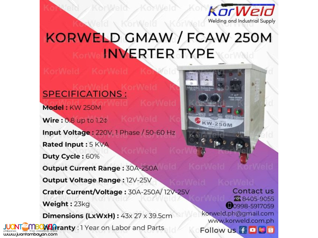 KORWELD GMAW/FCAW 250M INVERTER TYPE