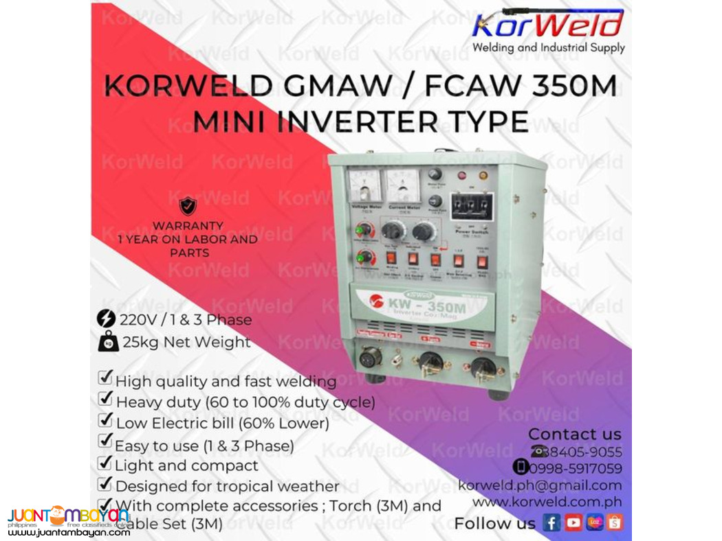 KORWELD GMAW / FCAW 350M MINI INVERTER TYPE