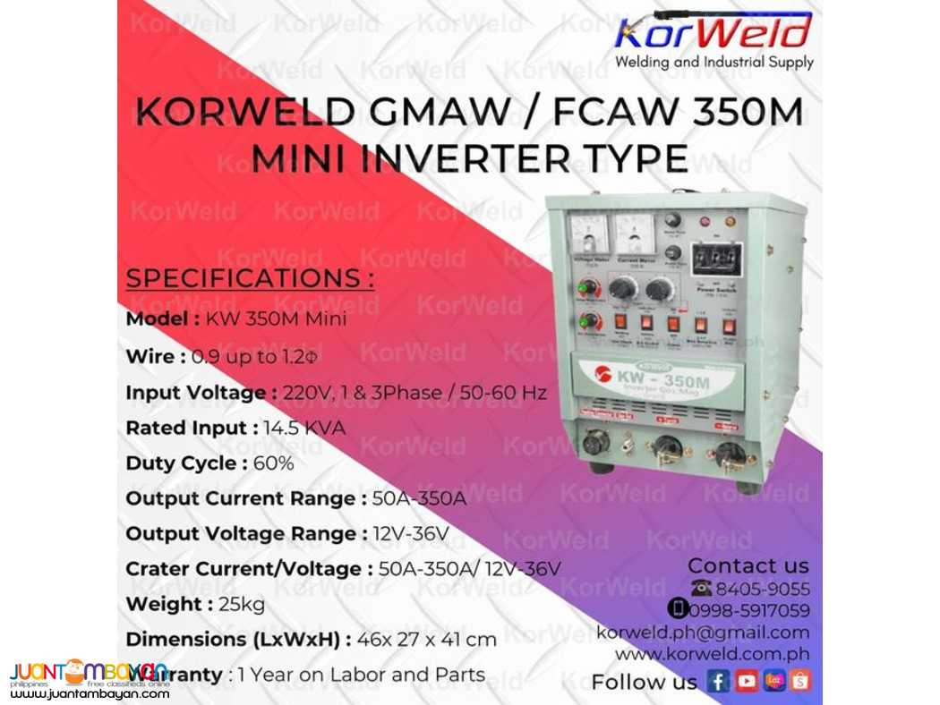 KORWELD GMAW / FCAW 350M MINI INVERTER TYPE