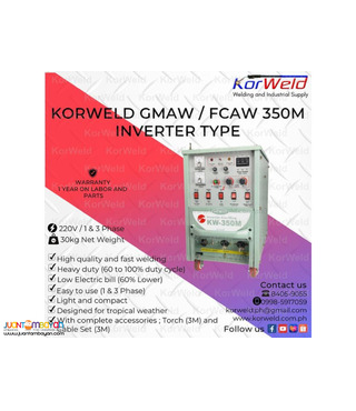 KORWELD GMAW/FCAW 350M INVERTER TYPE (SINGLE VOLTAGE)